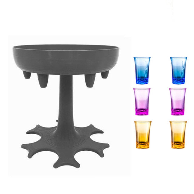 ALEVMOOM 6 Shot Glass Dispenser en houder, drankdispensers voor feesten, acryl contactloze schenker voor sap, whisky, cocktail, Fun Bar Accessoires Thuis Geschenken met Borstel
